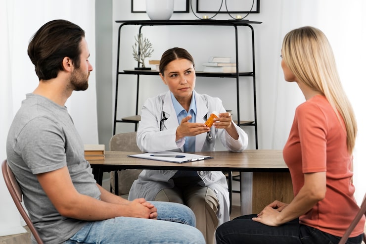 Patient consulting with a healthcare provider about a personalized treatment plan.
